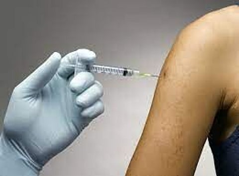 An injection to the shoulder