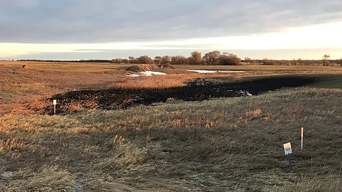 Undated oil spill in a farmers field similar to Tuesday’s brea of the Keystone pipeline in Montana