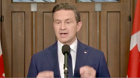 Pierre Poilievre speaks with media about home invasions