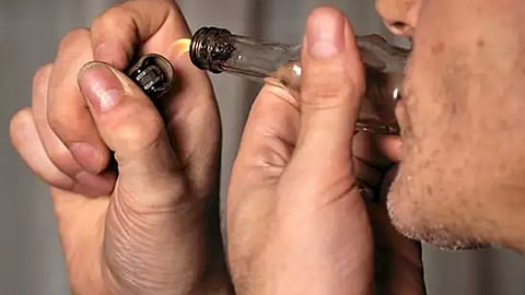 A crack user lighting up