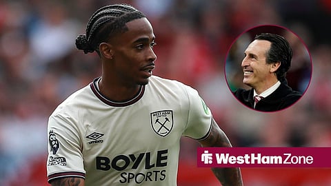 Crysencio Summerville in action for West Ham, Aston Villa boss Unai Emery