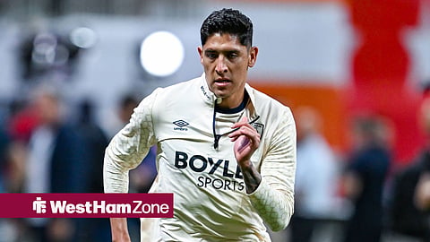 Edson Alvarez 19 of West Ham warms up prior to the start of the Premier League Summer Series match between AFC Bournemouth and West Ham United on August 3rd, 2025 at Mercedes-Benz Stadium in Atlanta, GA.