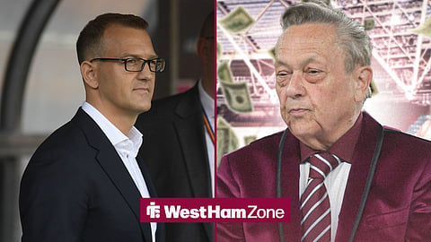 Daniel Kretinsky and David Sullivan straight-faced in West Ham image split