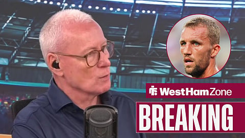Jim White talking on talkSPORT and Tomas Soucek in a West Ham United shirt