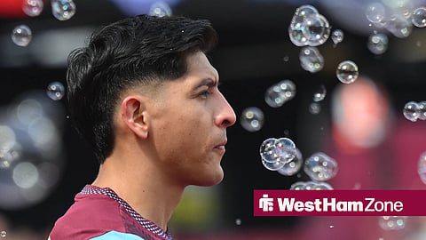 Edson Alvarez at the London Stadium with bubbles around him