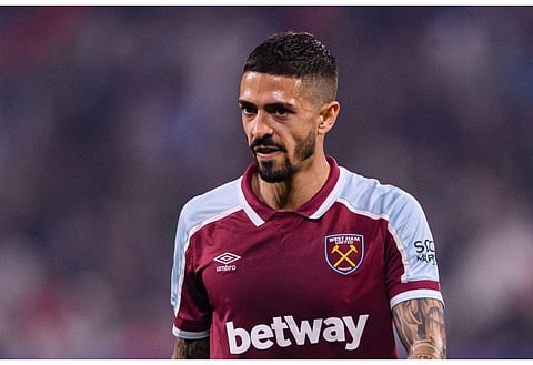Jonathan Pearce reacts to Michail Antonio penalty incident in West Ham v Silkeborg
