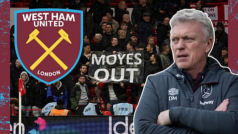 West Ham United fans held up a 'Moyes Out' banner amid rising pressure on David Moyes.