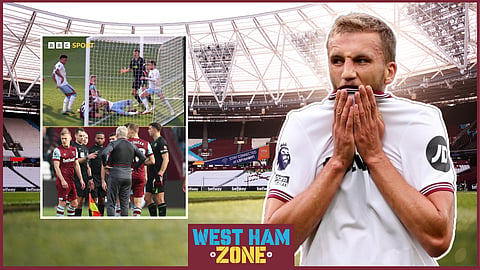 Tomas Soucek was denied a late winner for West Ham United. Credit: BBC Sport