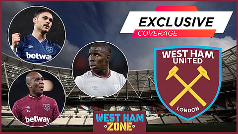 West Ham defenders Kurt Zouma, Angelo Ogbonna, Konstantinos Mavropanos