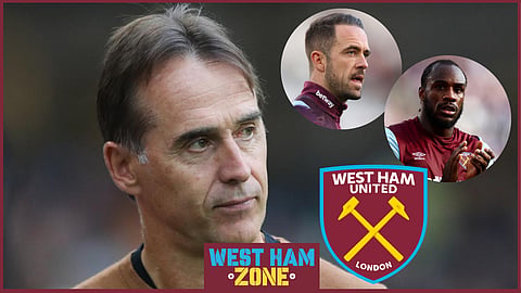 Julen Lopetegui and West Ham United striker Michail Antonio and Danny Ings.