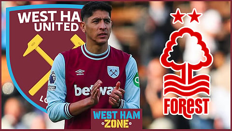 Edson Alvarez was sent off for West Ham against Nottingham Forest (credit: Imago)