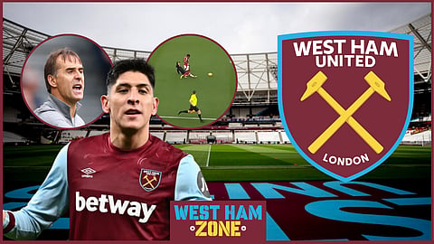 Edson Alvarez was sent off in West Ham v Nottingham Forest. (Credit: Imago/Sky Sports)