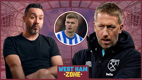 Roberto De Zerbi to steal Graham Potter's thunder at West Ham. (Credit - Imago/Official Brighton & Hove Albion on YouTube)
