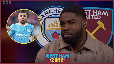 Micah Richards reacts to Manchester City v West Ham. (Credit: Imago & MOTD)