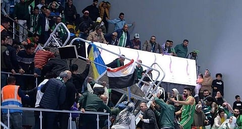 إنهيار مدرج صالة حسن مصطفي