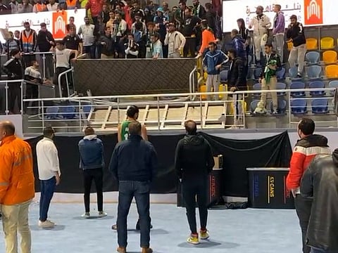 انهيار مدرج صالة حسن مصطفى