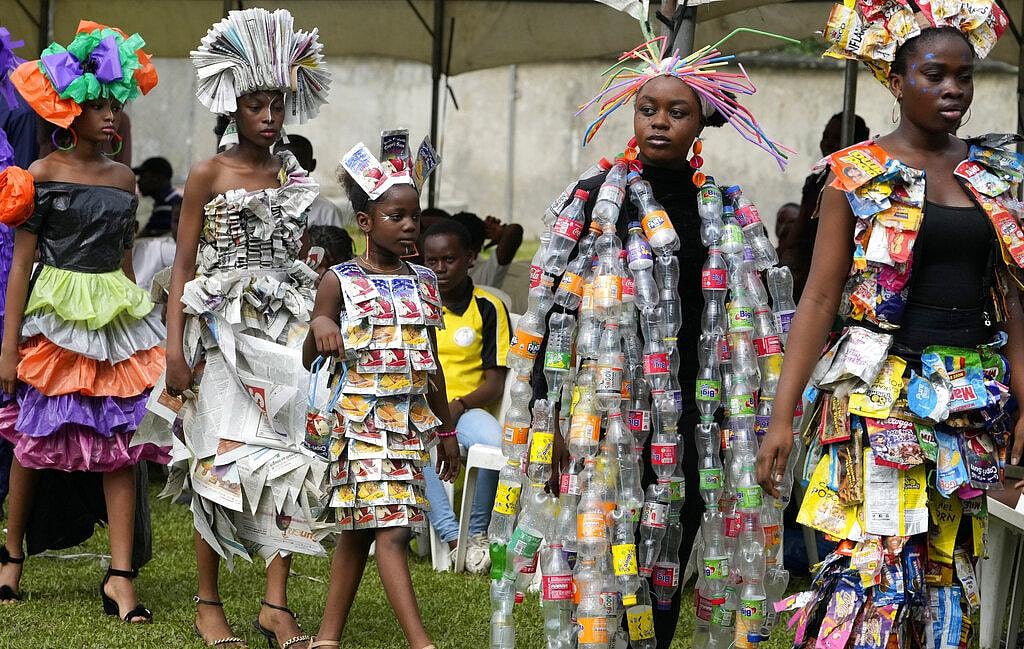 IN PICS | Nigerian teens create fashion from trash to fight pollution