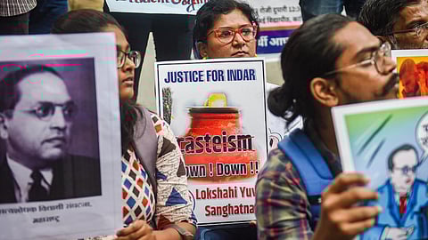 Representational Image: Activists hold placards during a protest demanding justice for a Dalit boy from Rajasthan who died after he was beaten up by his teacher.