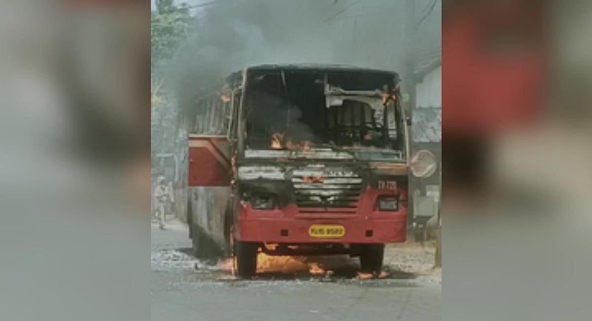 Lucky escape for passengers as moving KSRTC bus catches fire in ...