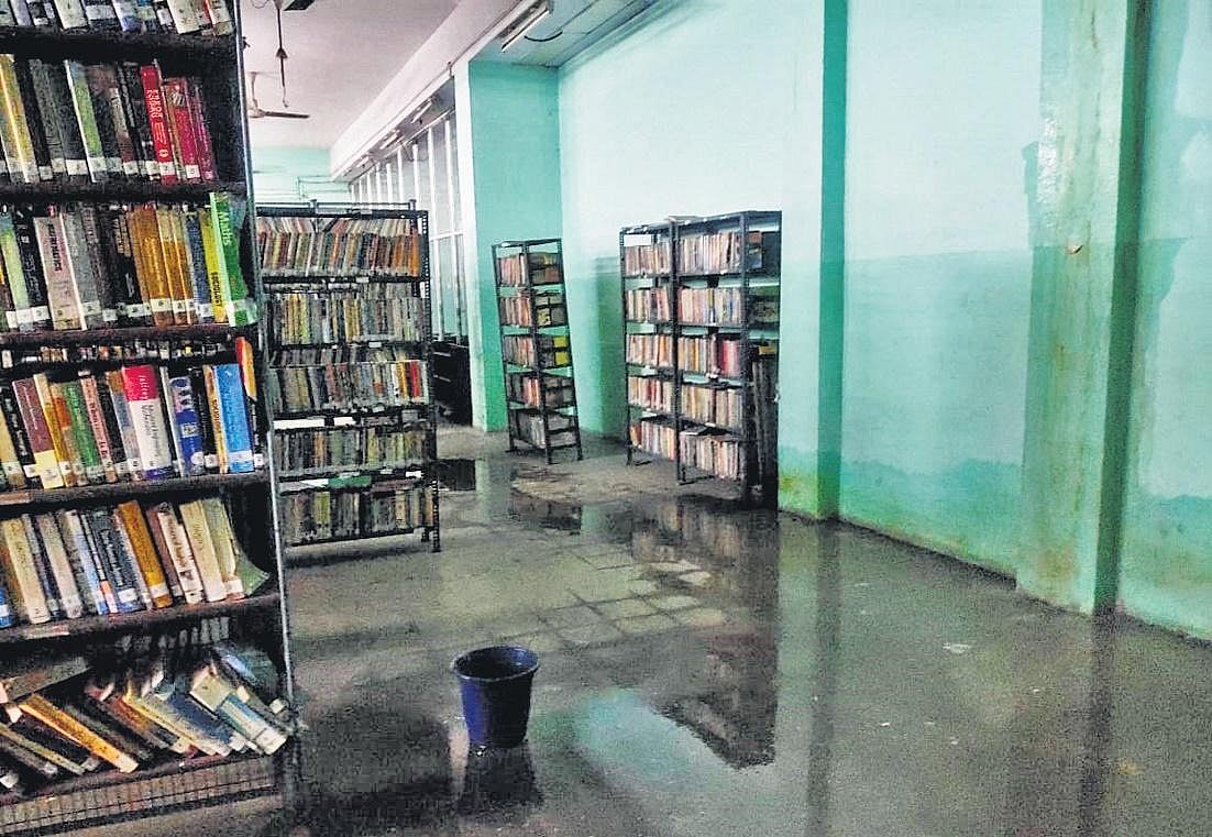 Leaky roof of library dampens learning spirit at district central