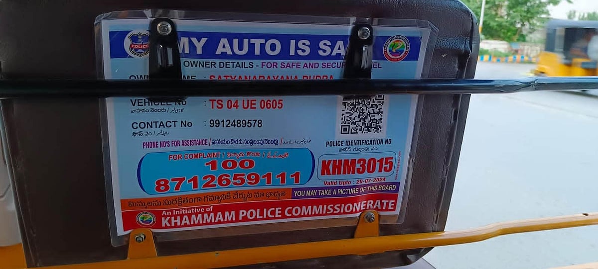 QR code on auto rickshaws in Khammam makes users feel secure