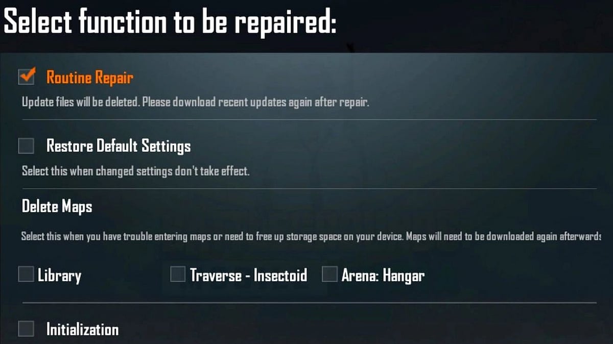 Click Repair and then Routine Repair