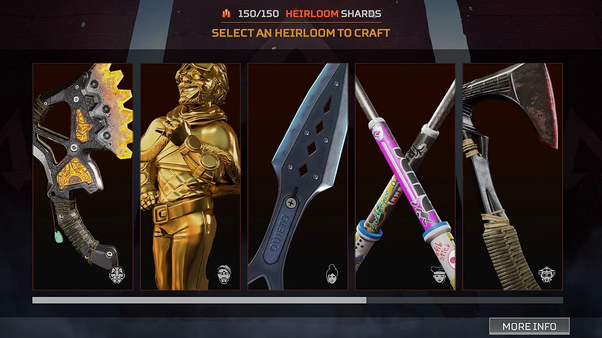 <div class="paragraphs"><p>Apex Legends heirlooms</p></div>