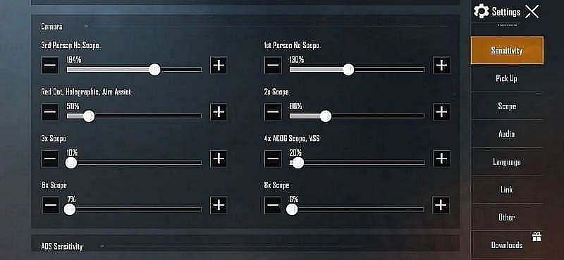 Camera Sensitivity Settings for Non-Gyroscope BGMI Players