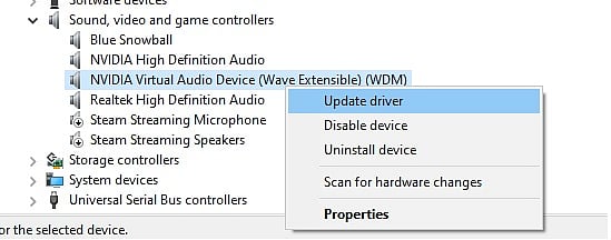 Update desktop audio drivers