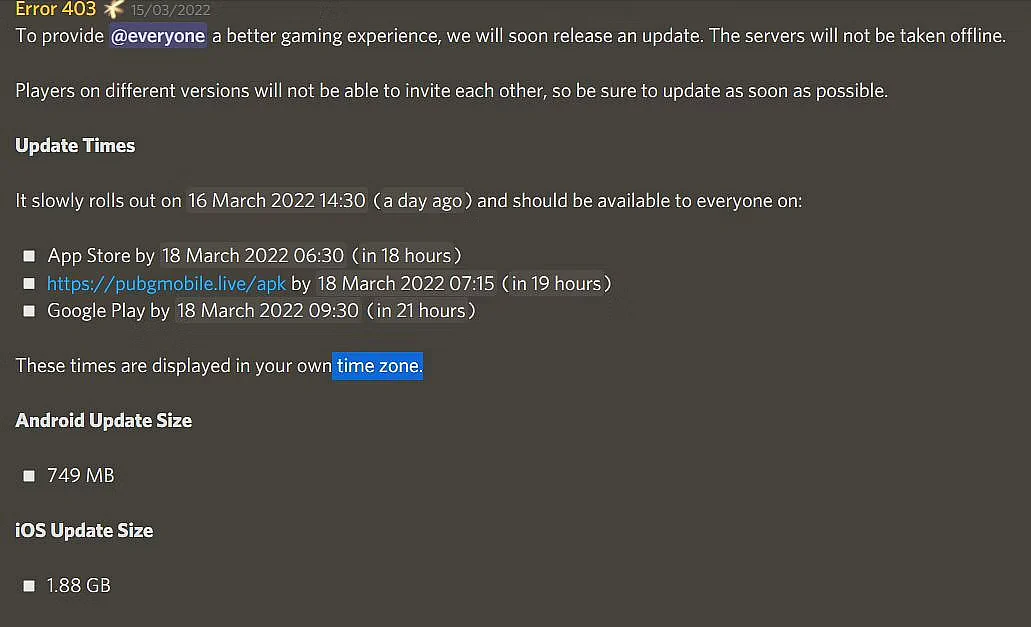 PUBG Mobile 1.9 Update - Leaked Discord Screenshot
