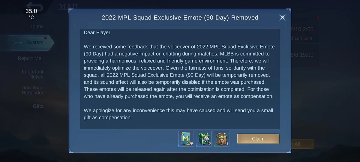 2022 MPL Squad Emotes removed shortly after being released