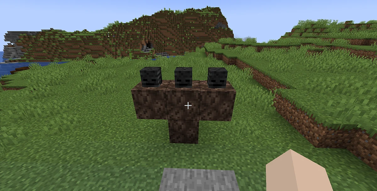 Place the soul sand and wither skeleton skulls in this formation to spawn a wither.