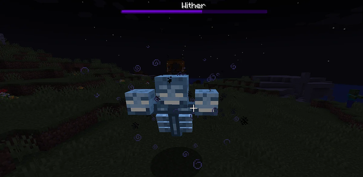 The wither spawns and glows blue before causing a giant explosion.