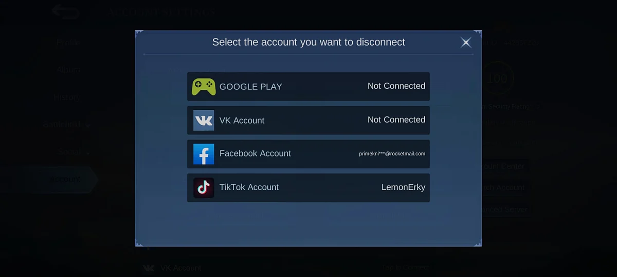 Tap on which 3rd Party Account needs to be removed.