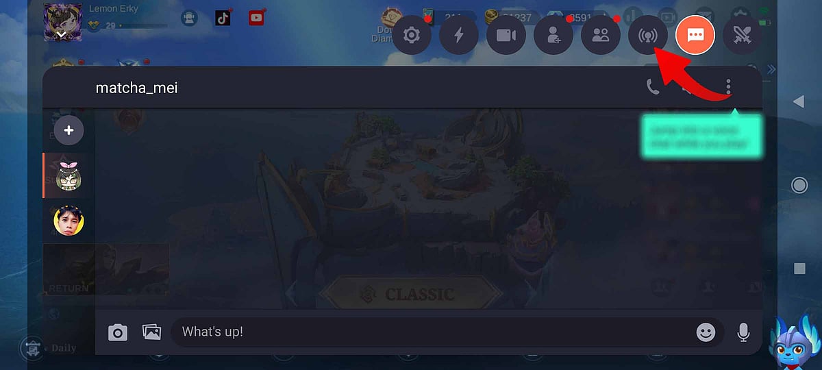 Tap on the livestreaming icon beside the chat box