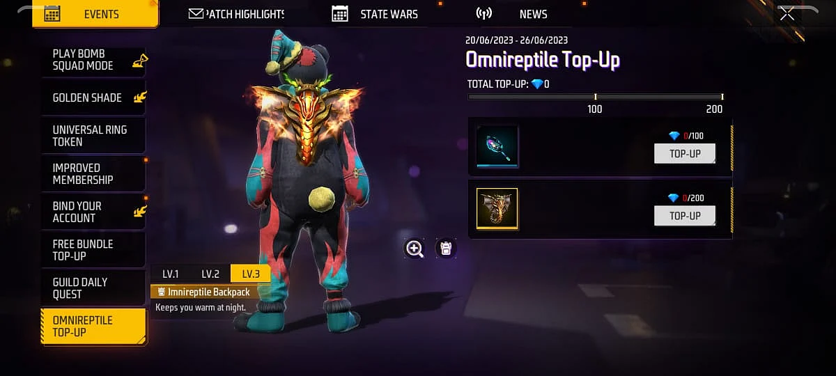 Accessing the Omnireptile Top-Up Event and Claiming Rewards