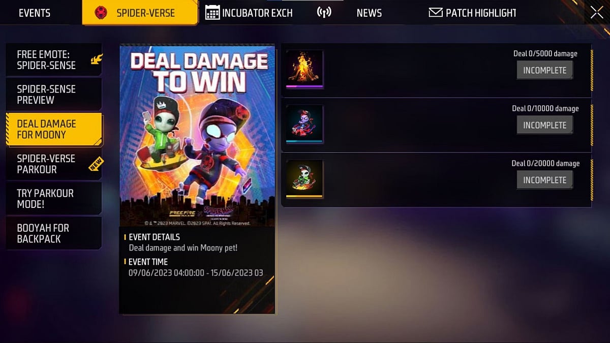 Steps to Get the Spider-Verse Moony Pet Skin in Free Fire MAX: