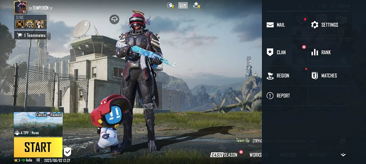 Open the BGMI lobby and go to Settings
