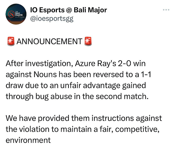 IO Esports' Deleted Tweet