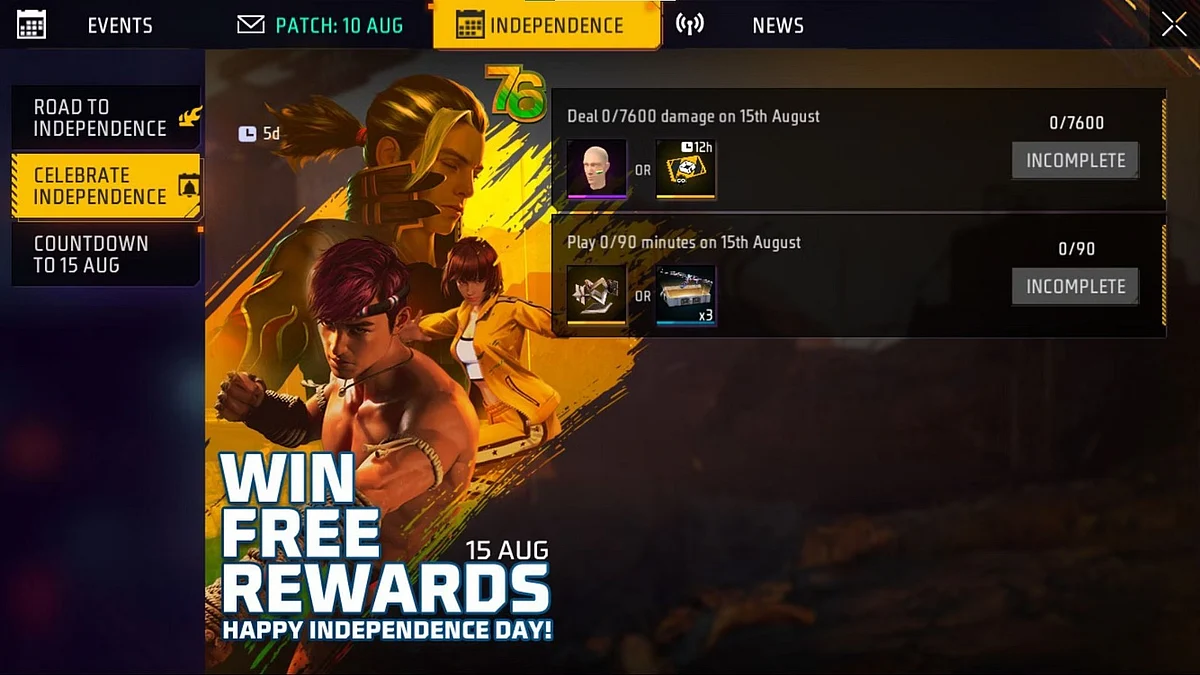 Free Fire Independence Event