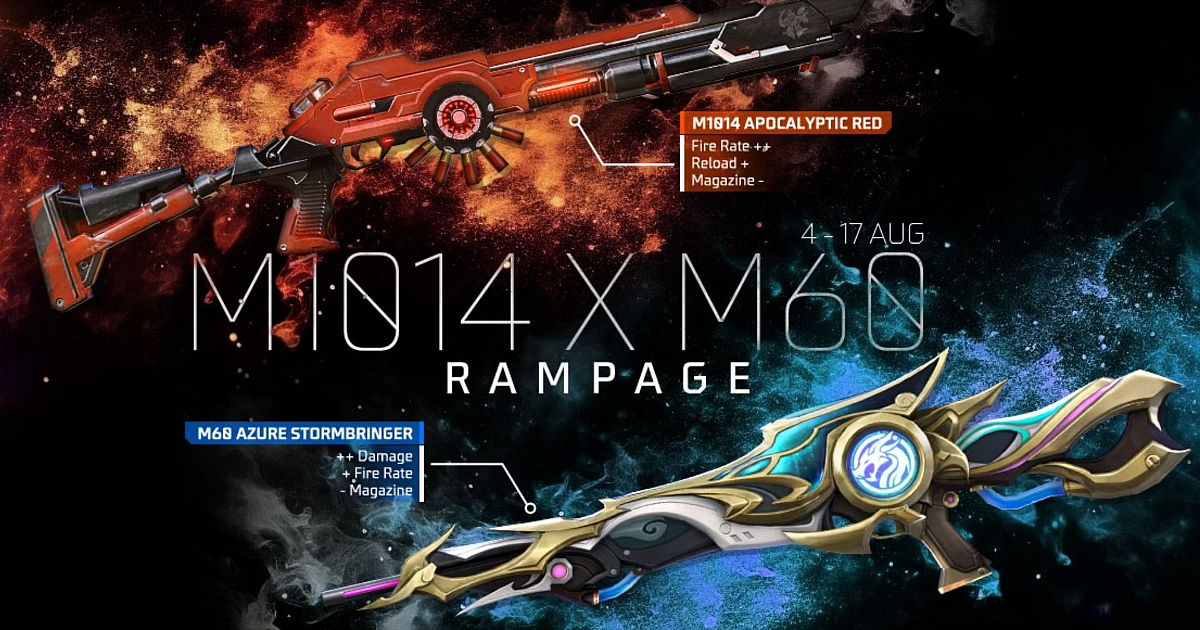 <div class="paragraphs"><p>Unlock Exclusive Legendary Gun Skins in Free Fire MAX's M1014 x M60 Ring Event</p></div>