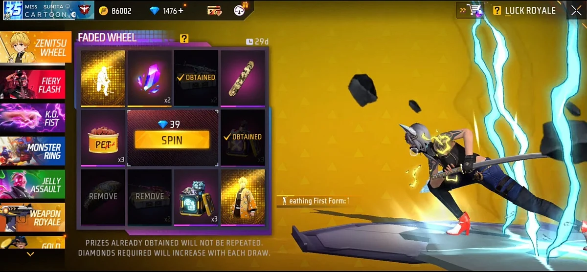 Free Fire Zenitsu Wheel