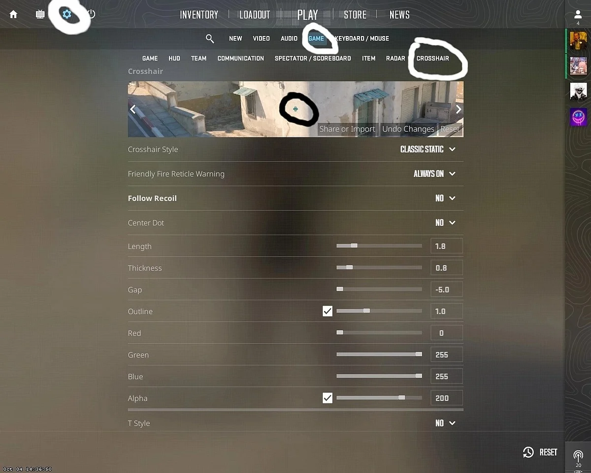 Crosshair Menu