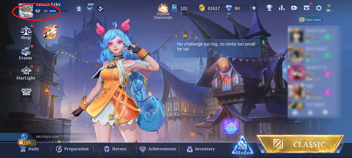 Tap on your profile icon at the top left corner of the main menu screen.