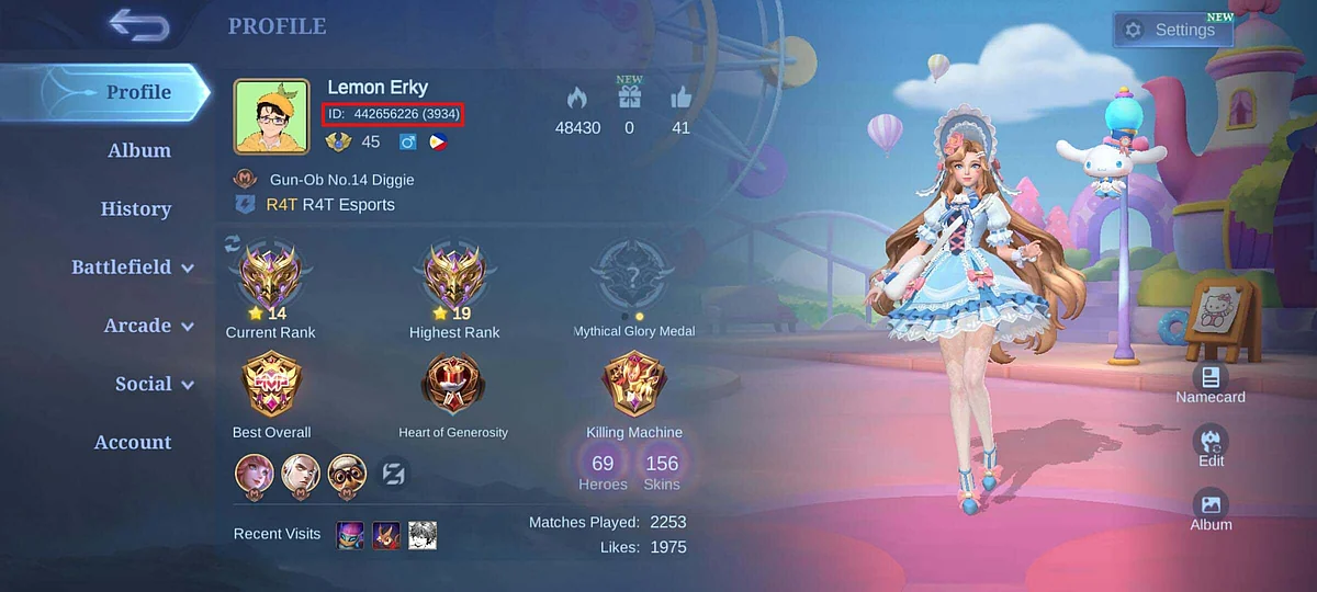 Open Mobile Legends and copy your game ID from your profile section in the game.