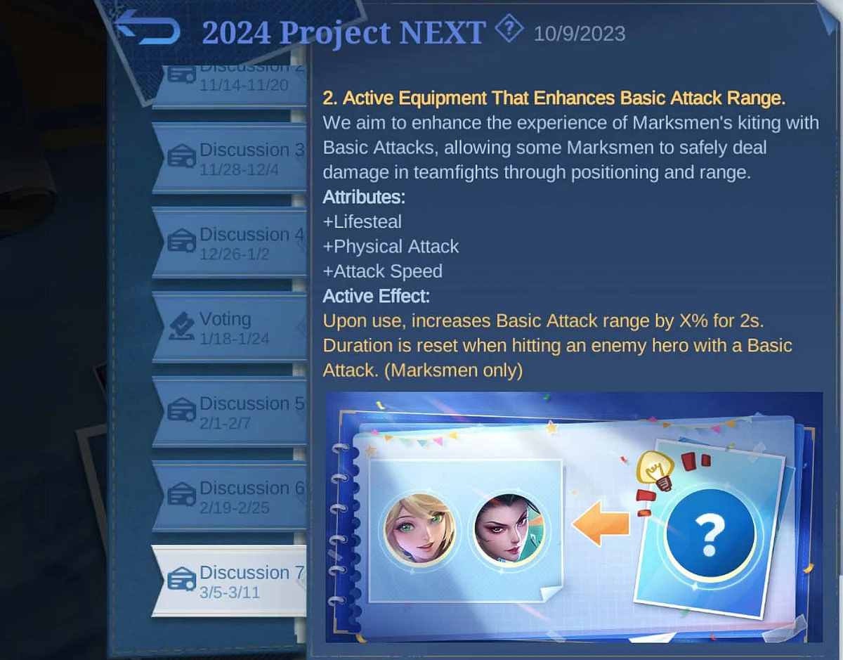 For the Marksmen heroes, an item idea was also shared that can increase the Basic Attack range.