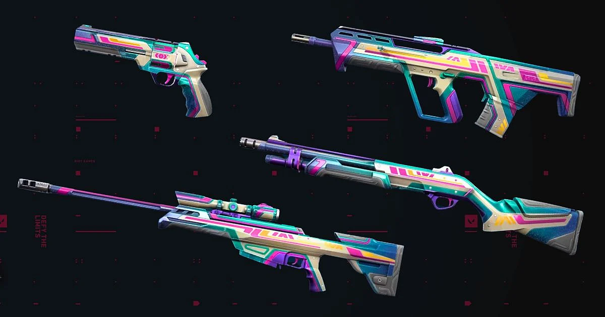 Valorant Episode 8 Act 2 Battle Pass: Retrowave Skinline