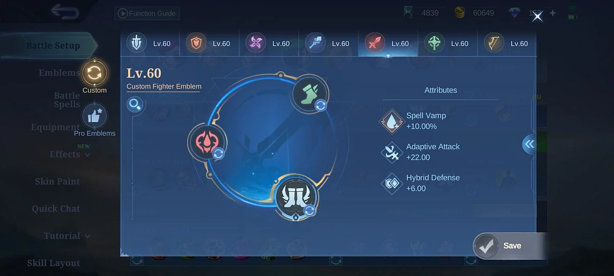 Here is the recommended Lapu-Lapu emblem in MLBB.