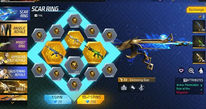 SCAR-Glistening Daystar in Free Fire MAX