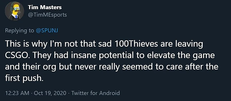 SPUNJ Calls Out Nadeshot For Not Watching 100 Thieves Last CS Match